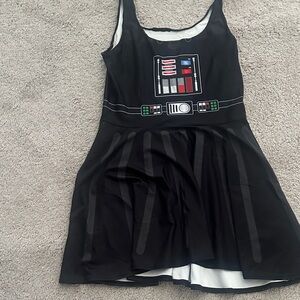 Black Graphic Star Wars-Inspired Dress with Control Panel Print Darth Vader